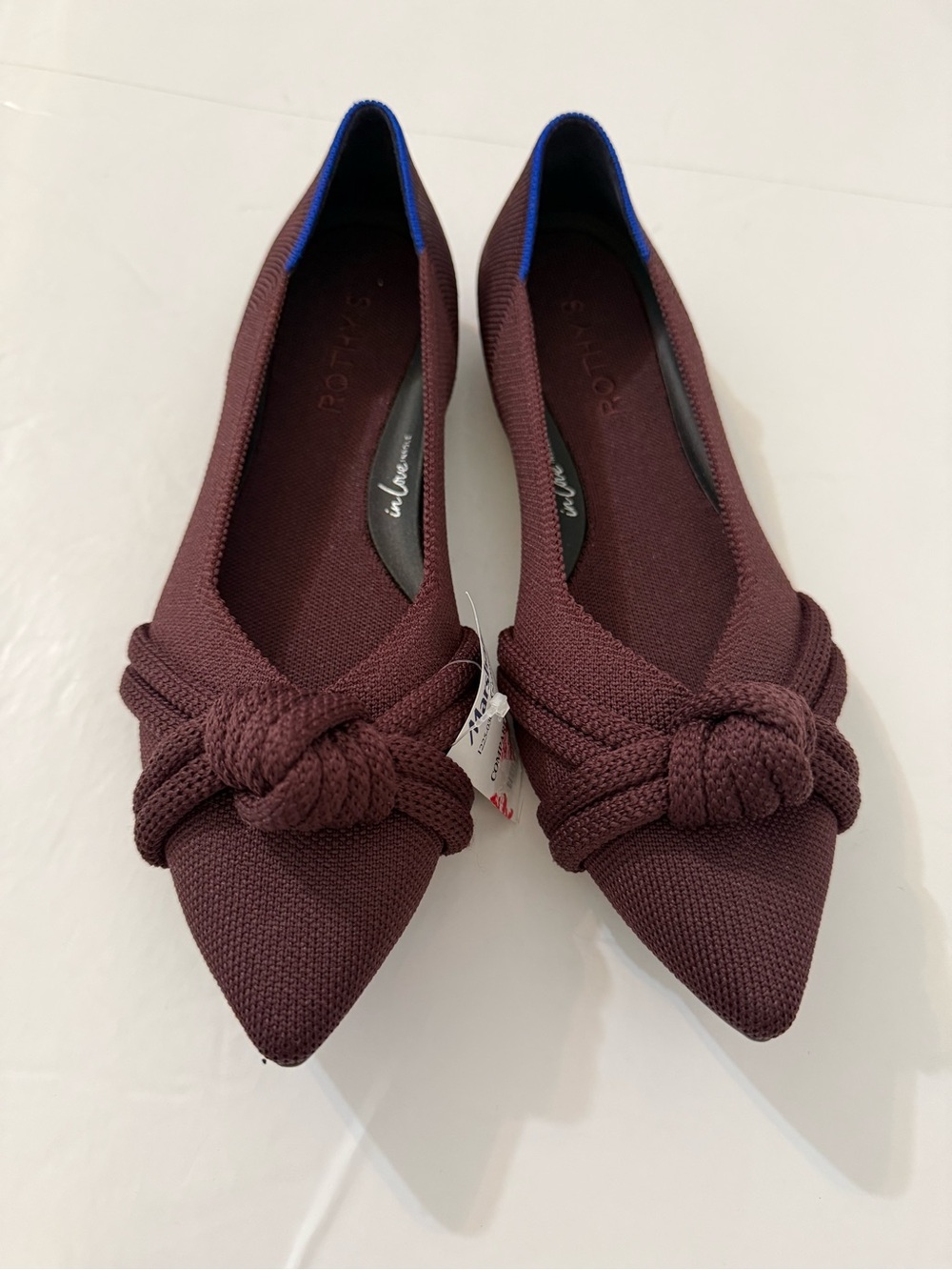 NWT ROTHY Purple Eggplant The Knot Point II Flats Size 8.5